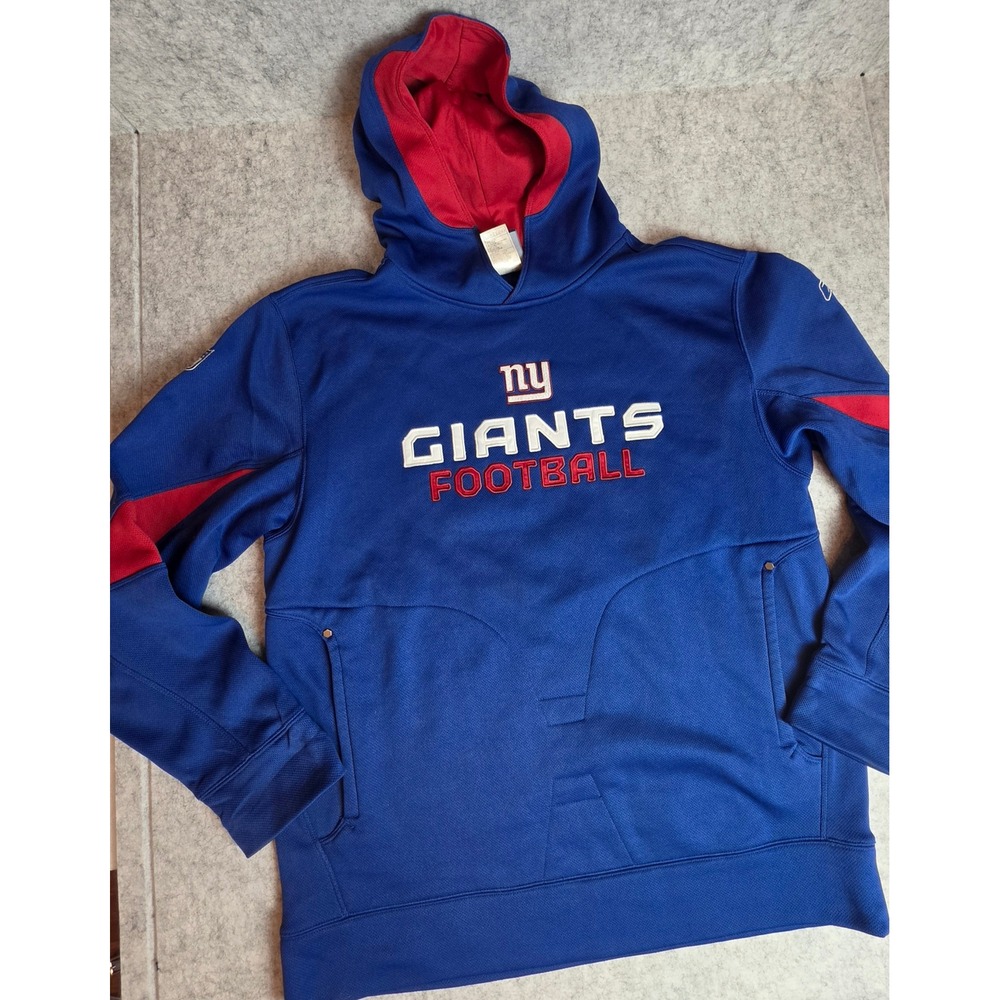 Reebok New York Giants NFL Authentic Sideline Hoodie Mens Medium Blue Pullover